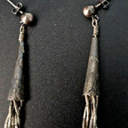 Silver Rain & Turquoise Vintage  Dangle Earrings Native Old Pawn. # JE 616