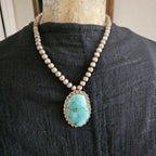 Vintage Necklace with Blue Turquoise Navajo Pearls Old Pawn Sterling. C1950s. JN 773