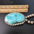 Vintage Necklace with Blue Turquoise Navajo Pearls Old Pawn Sterling. C1950s. JN 773