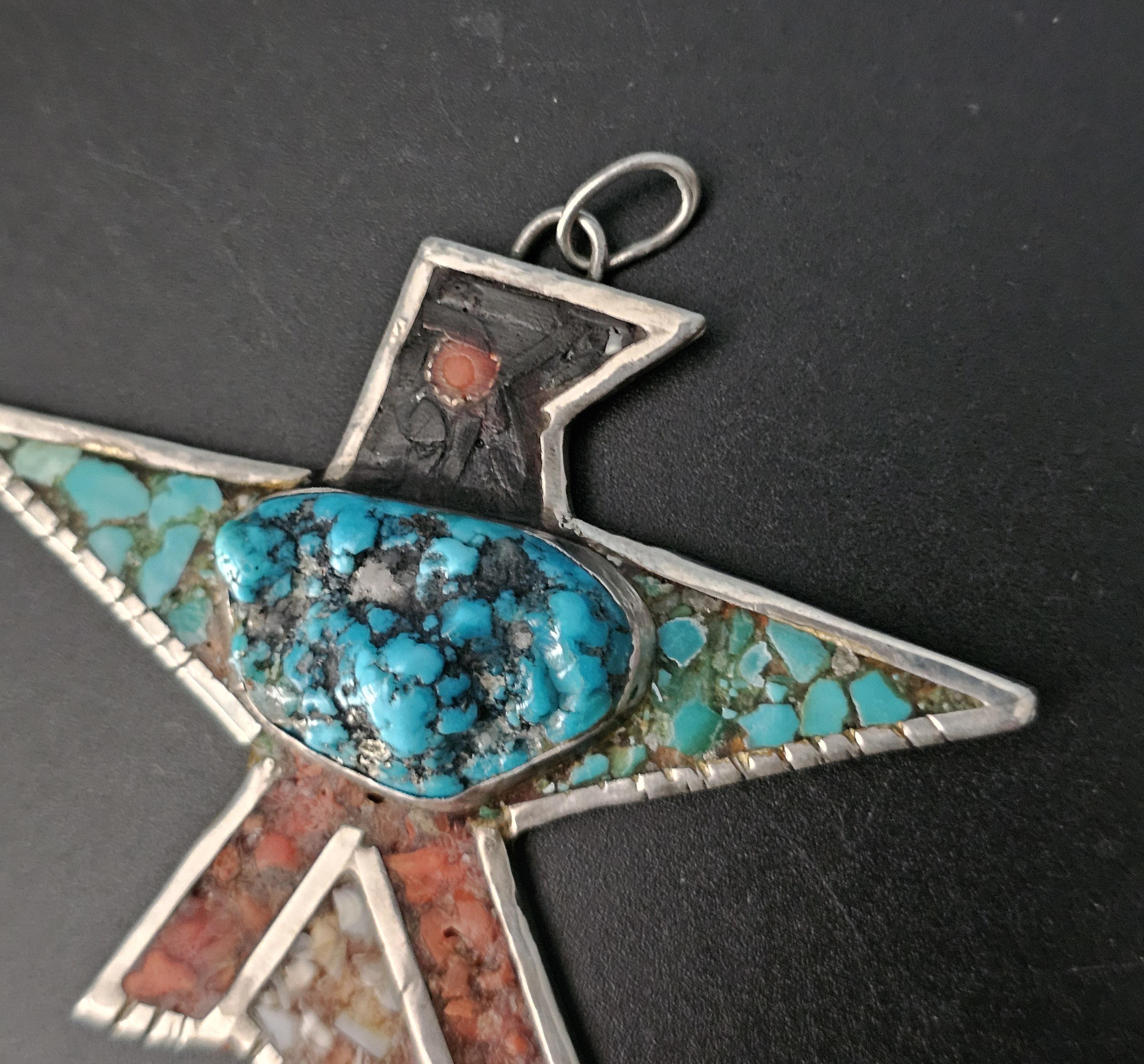 Vintage Thunderbird Native Pendent Old Pawn Sterling # JPN 133