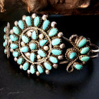 Classic Zuni Cluster Turquoise Vintage Native Cuff Old Pawn fits 6 1/4" wrist JB 213
