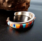 Zuni Cluster Inlay Multistone Vintage Native Cuff fits 6 1/2" wrist JB 216