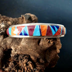 Zuni Cluster Inlay Multistone Vintage Native Cuff fits 6 1/2" wrist JB 216