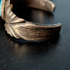Cast Silver Cuff with Turquoise Sterling Old Pawn fits 6 1/2" wrist. JB 214