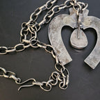 Turquoise and Cast Silver Naja Vintage Silver Chain Old Pawn JN 771