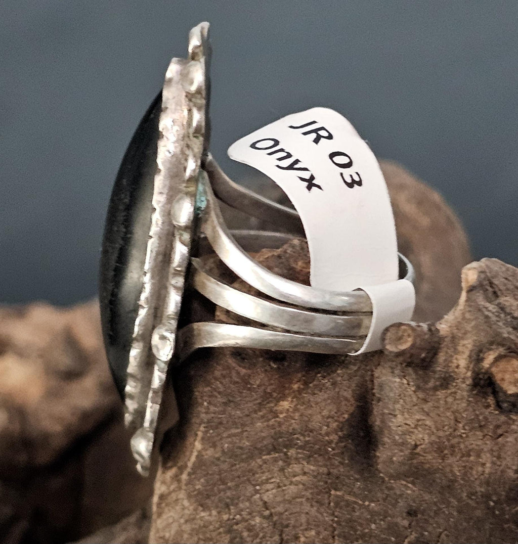 Slender Onyx Vintage Native Ring Old Pawn Size 6 JR 03