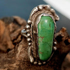 Green Cerillos Turquoise Vintage Native Ring Old Pawn Size 6 JR 13