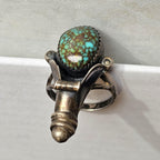 Unique Green Turquoise Vintage Ring Old Pawn Size 7 1/2 JR 400