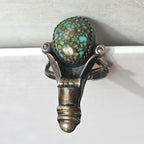 Unique Green Turquoise Vintage Ring Old Pawn Size 7 1/2 JR 400