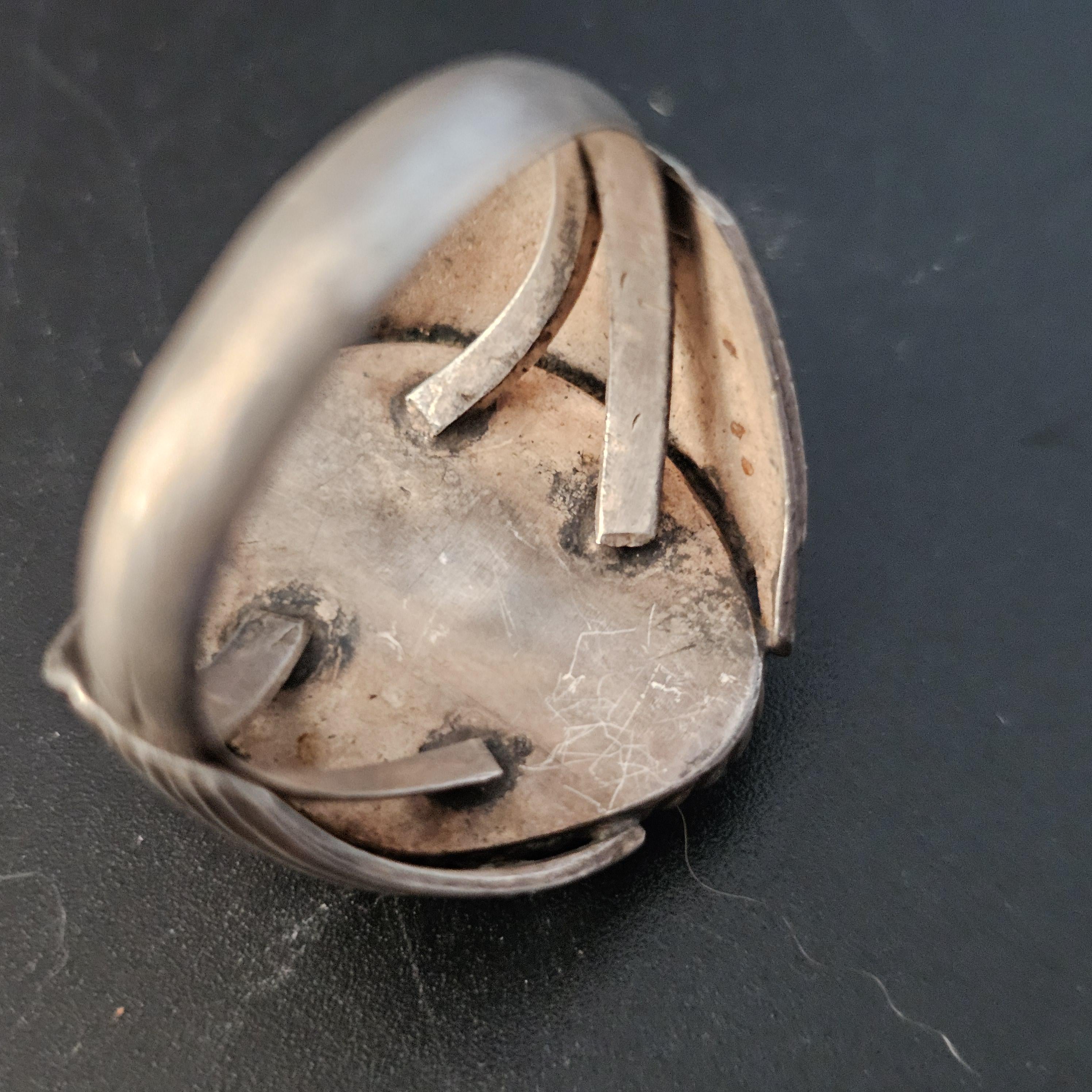 Blue Turquoise Silver Wings Vintage Sterling Native Man Ring Size 13 Old Pawn JR 427
