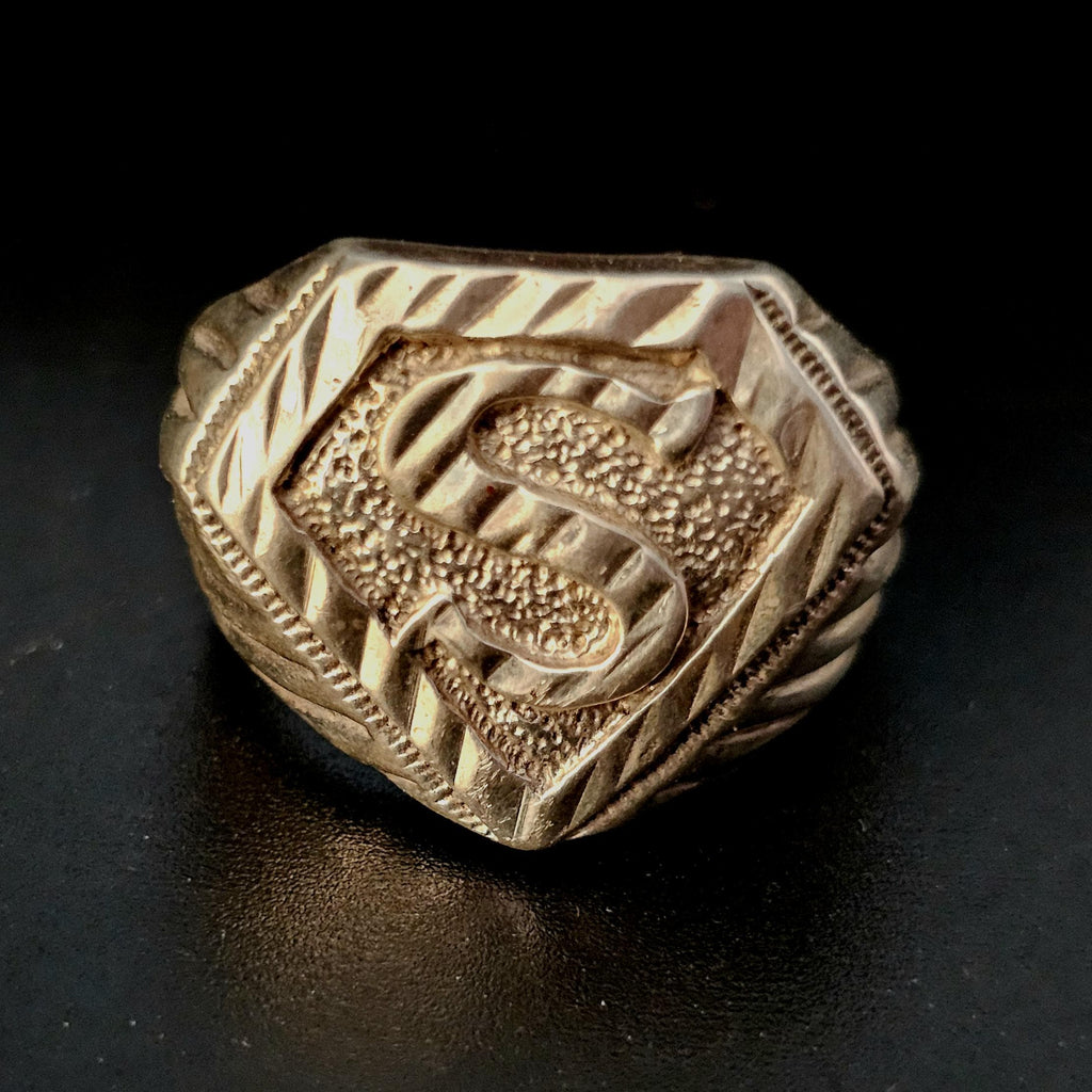 Superman Vintage Sterling Man Ring Size 11 JR S