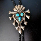 1940s Cast Silver Turquoise Vintage Sterling Bolo  # JBO 160