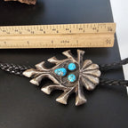 1940s Cast Silver Turquoise Vintage Sterling Bolo  # JBO 160