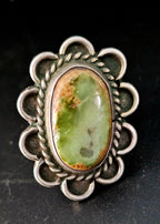 Green Cerillos Turquoise Vintage Ring Old Pawn Size 7 JR 421