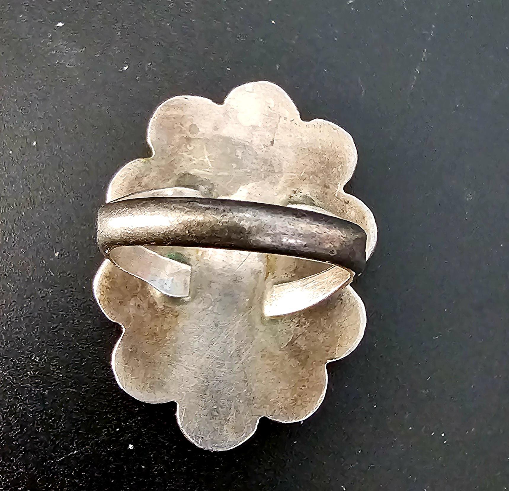 Green Cerillos Turquoise Vintage Ring Old Pawn Size 7 JR 421