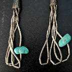 Silver Rain & Turquoise Vintage  Dangle Earrings Native Old Pawn. # JE 616