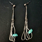 Silver Rain & Turquoise Vintage  Dangle Earrings Native Old Pawn. # JE 616