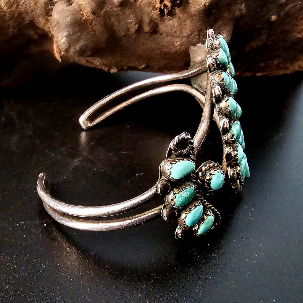 Classic Zuni Cluster Turquoise Vintage Native Cuff Old Pawn fits 6 1/4" wrist JB 213