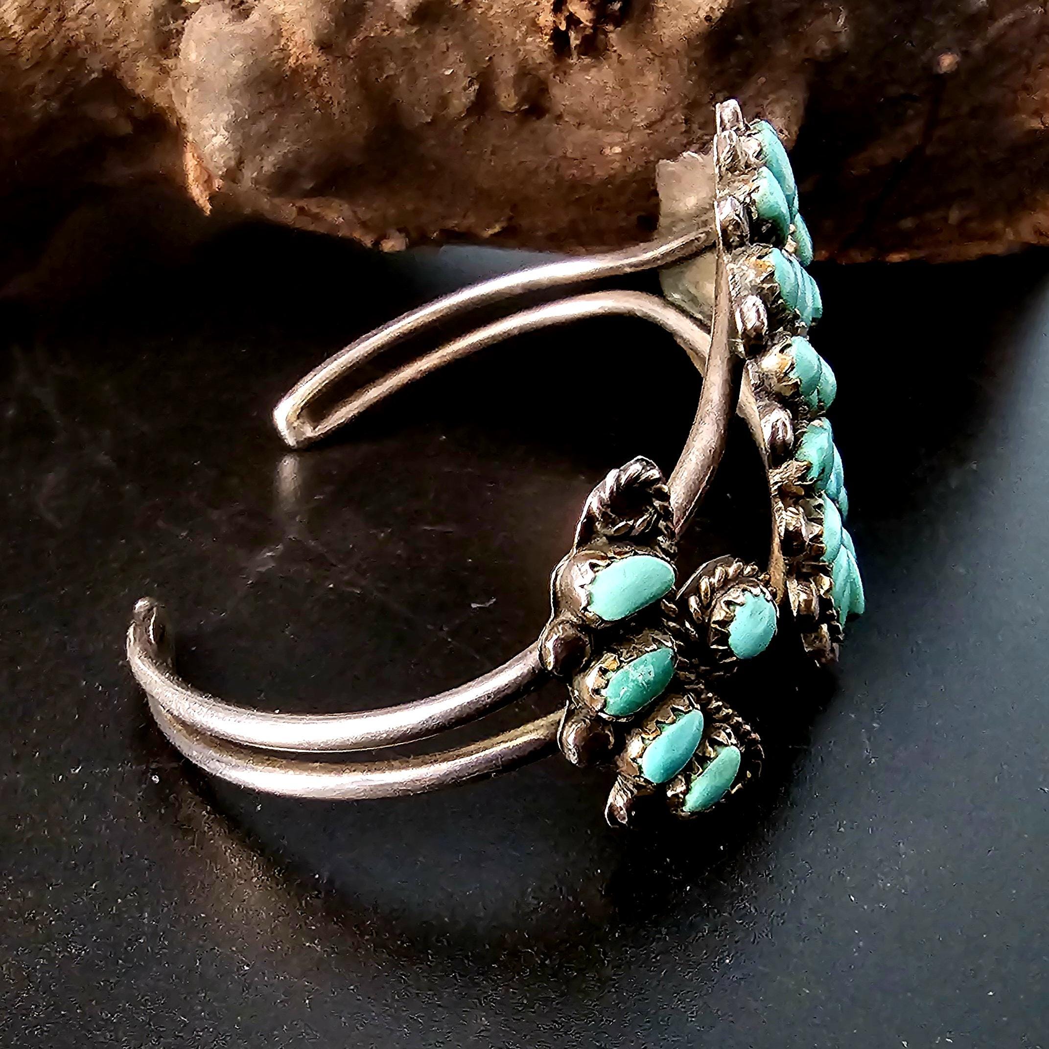 Classic Zuni Cluster Turquoise Vintage Native Cuff Old Pawn fits 6 1/4" wrist JB 213