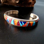 Zuni Cluster Inlay Multistone Vintage Native Cuff fits 6 1/2" wrist JB 216