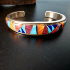 Zuni Cluster Inlay Multistone Vintage Native Cuff fits 6 1/2" wrist JB 216