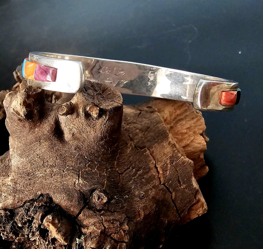 Zuni Cluster Inlay Multistone Vintage Native Cuff fits 6 1/2" wrist JB 216