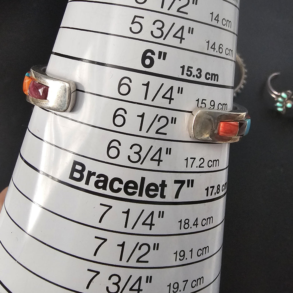 Zuni Cluster Inlay Multistone Vintage Native Cuff fits 6 1/2" wrist JB 216