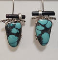 Unique Artisan Made Vintage Silver Turquoise Earrings Native Old Pawn. # JE 612