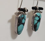 Unique Artisan Made Vintage Silver Turquoise Earrings Native Old Pawn. # JE 612