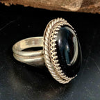 Adjustable Onyx Vintage Native Ring Old Pawn JR 11