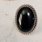 Adjustable Onyx Vintage Native Ring Old Pawn JR 11