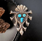 1940s Cast Silver Turquoise Vintage Sterling Bolo  # JBO 160