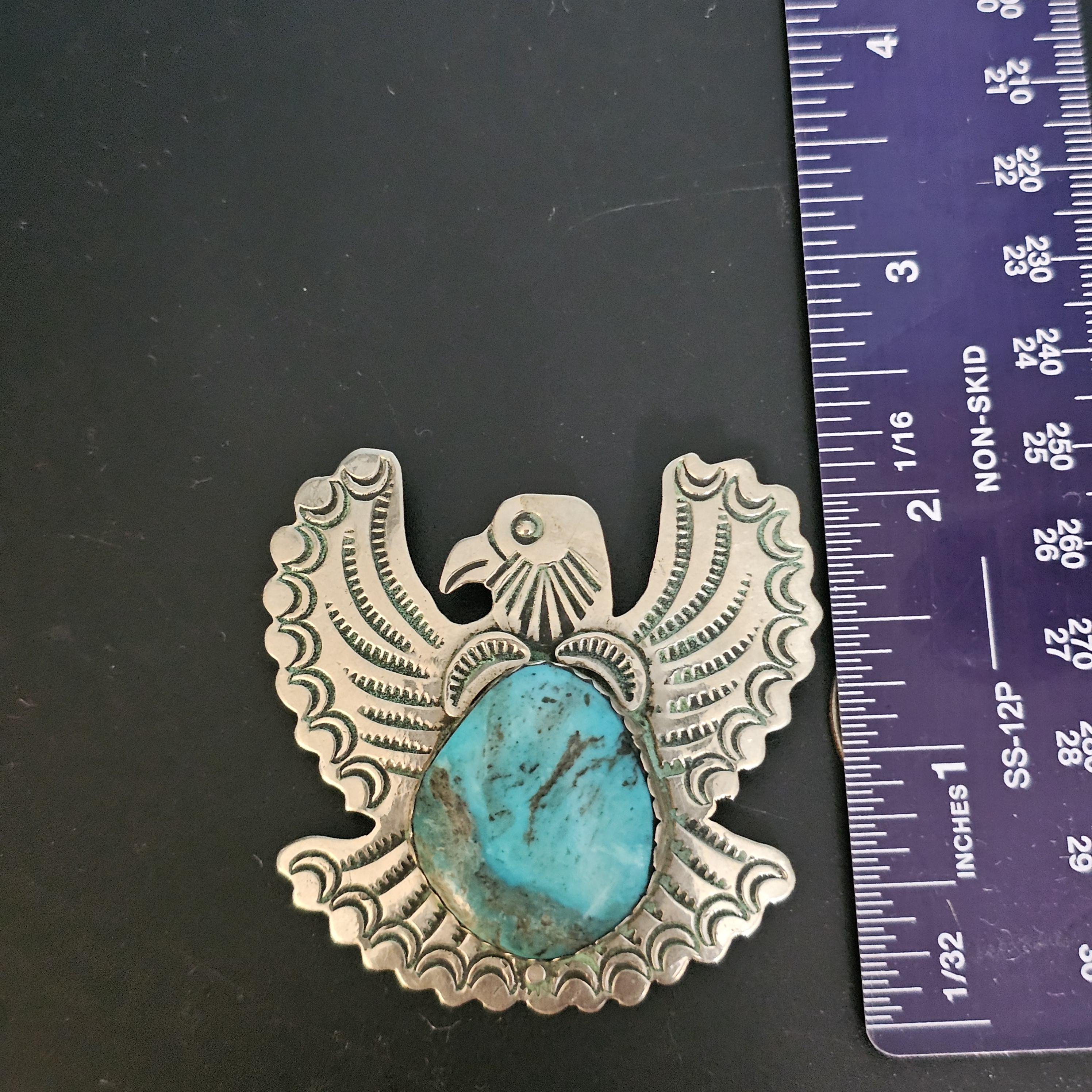Thunderbird Pin Signed Vintage Native Old Pawn # JP 176