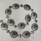 Vintage Sterling Turquoise Navajo Disc Concho Belt Old Pawn. JBL 152