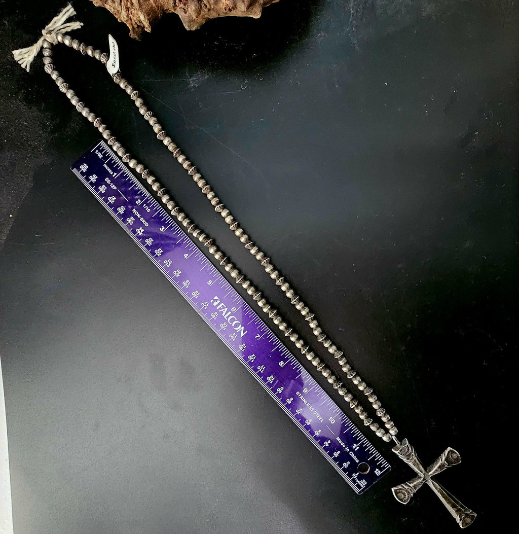1930s Cross Necklace Old Pawn Sterling.  JN 721