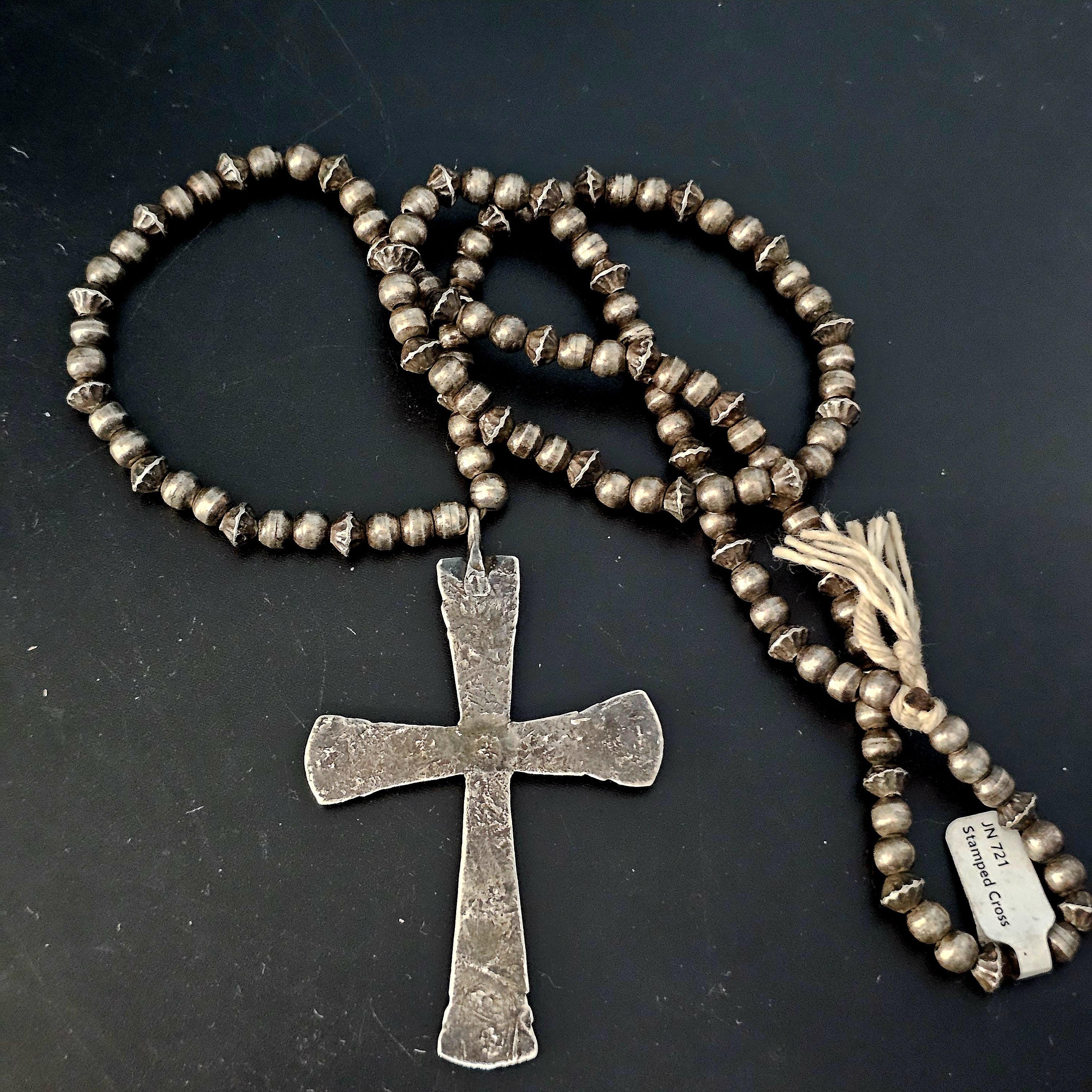 1930s Cross Necklace Old Pawn Sterling.  JN 721
