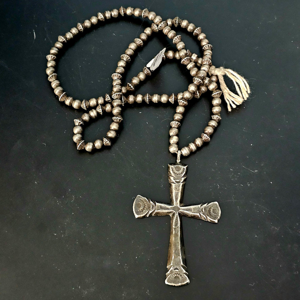1930s Cross Necklace Old Pawn Sterling.  JN 721