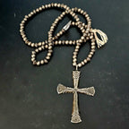 1930s Cross Necklace Old Pawn Sterling.  JN 721