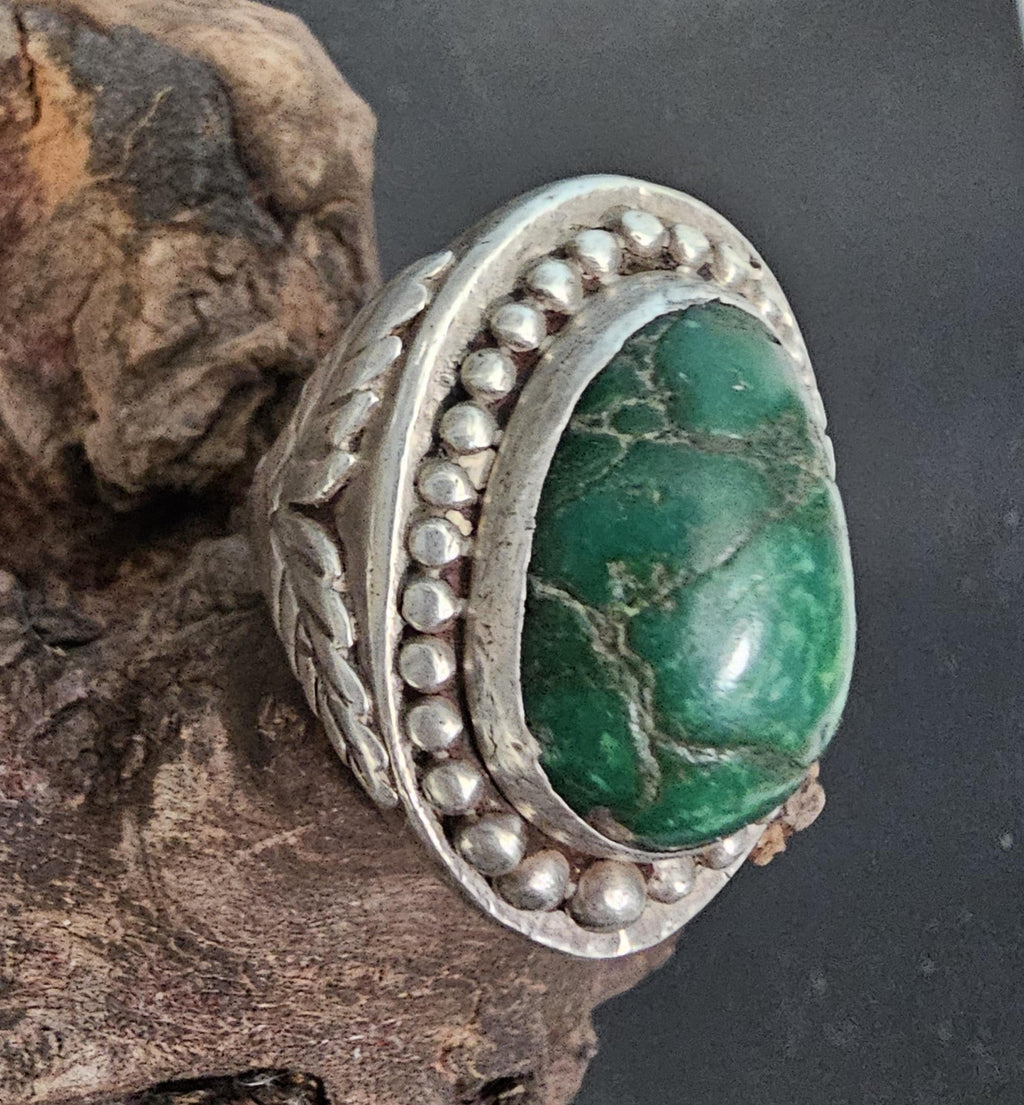 1940s Big Cerillos Vintage Sterling Man Ring Size 10 1/2 Old Pawn JR 358