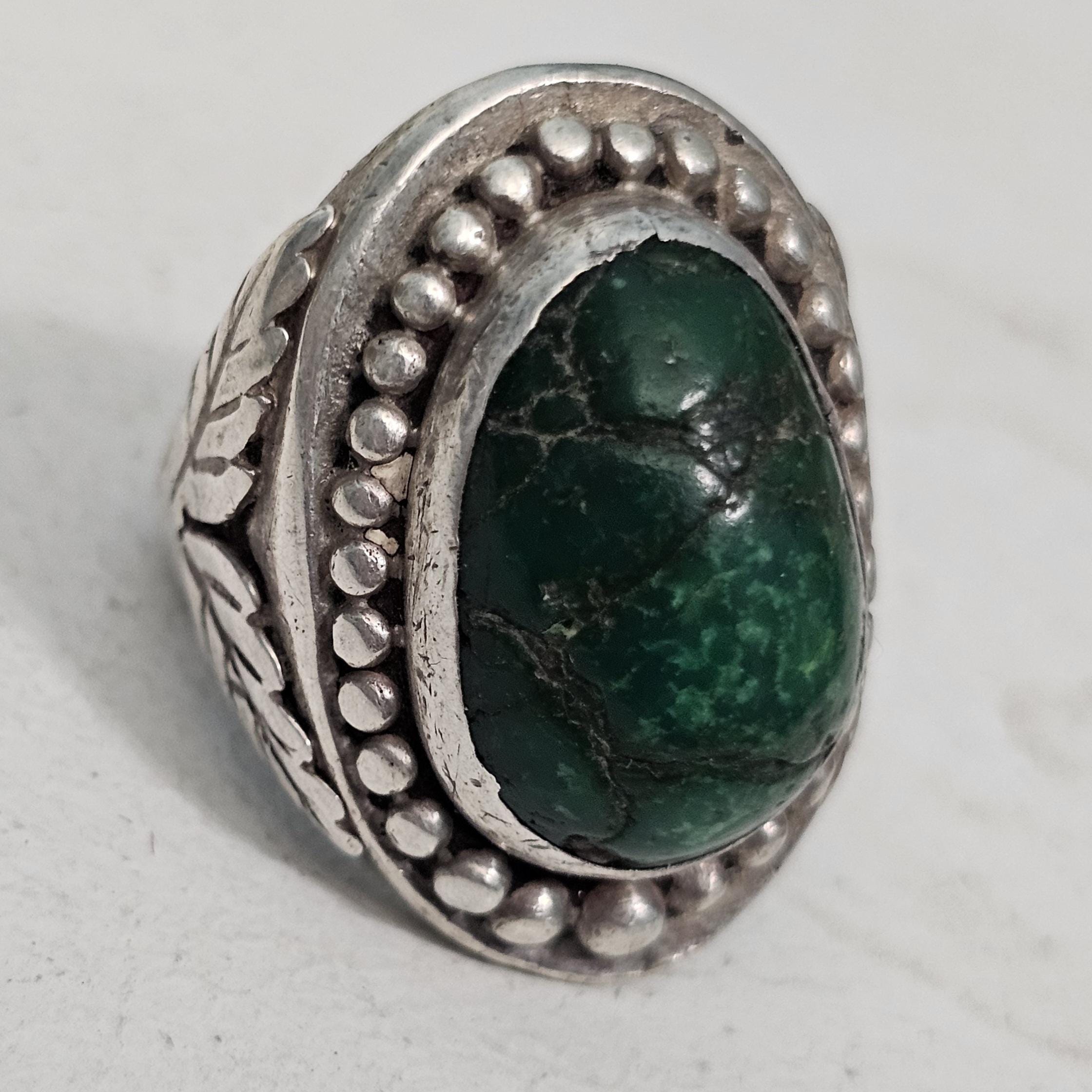 1940s Big Cerillos Vintage Sterling Man Ring Size 10 1/2 Old Pawn JR 358