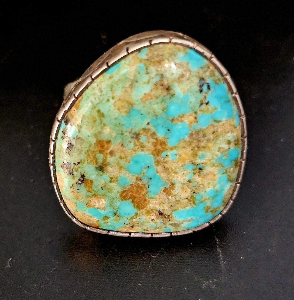Vintage Turquoise Sterling Man Ring Size 11 1/2 Old Pawn JR 385