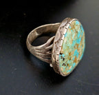 Vintage Turquoise Sterling Man Ring Size 11 1/2 Old Pawn JR 385