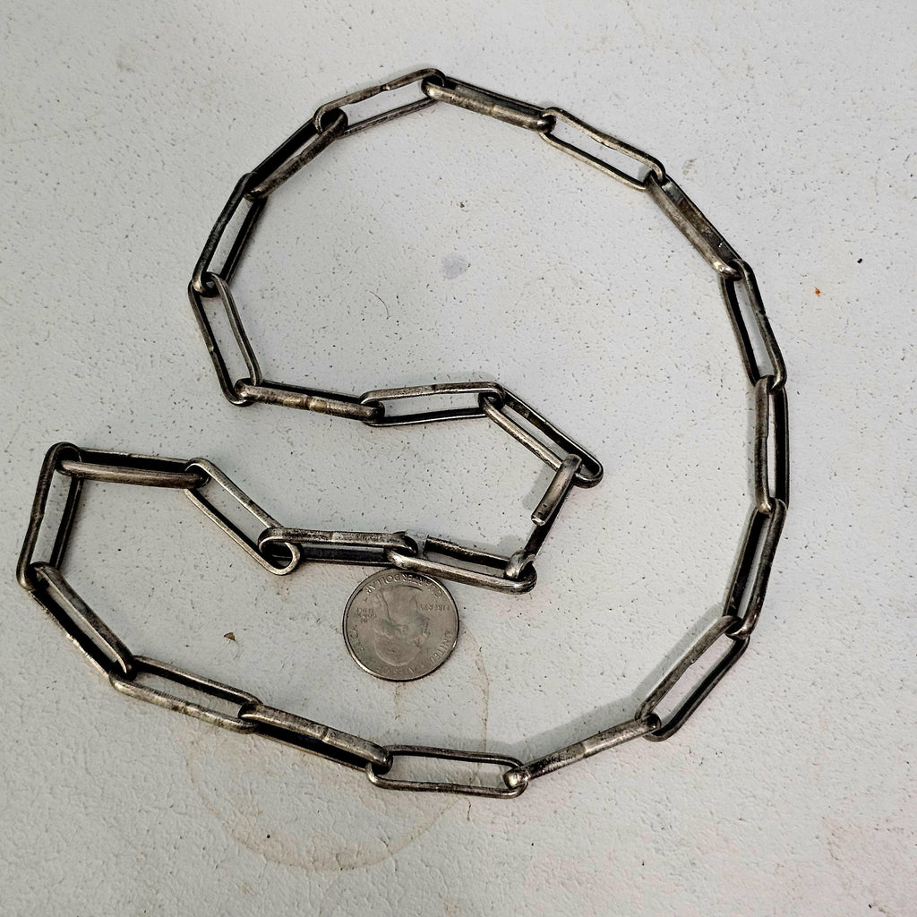 Heavy Handmade Native Sterling 26" chain Old Pawn C1970s JN 777