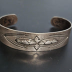 1930s Whirling Log Silver Native Cuff Bracelet Old Pawn. 6 3/4" wrist. JB 223