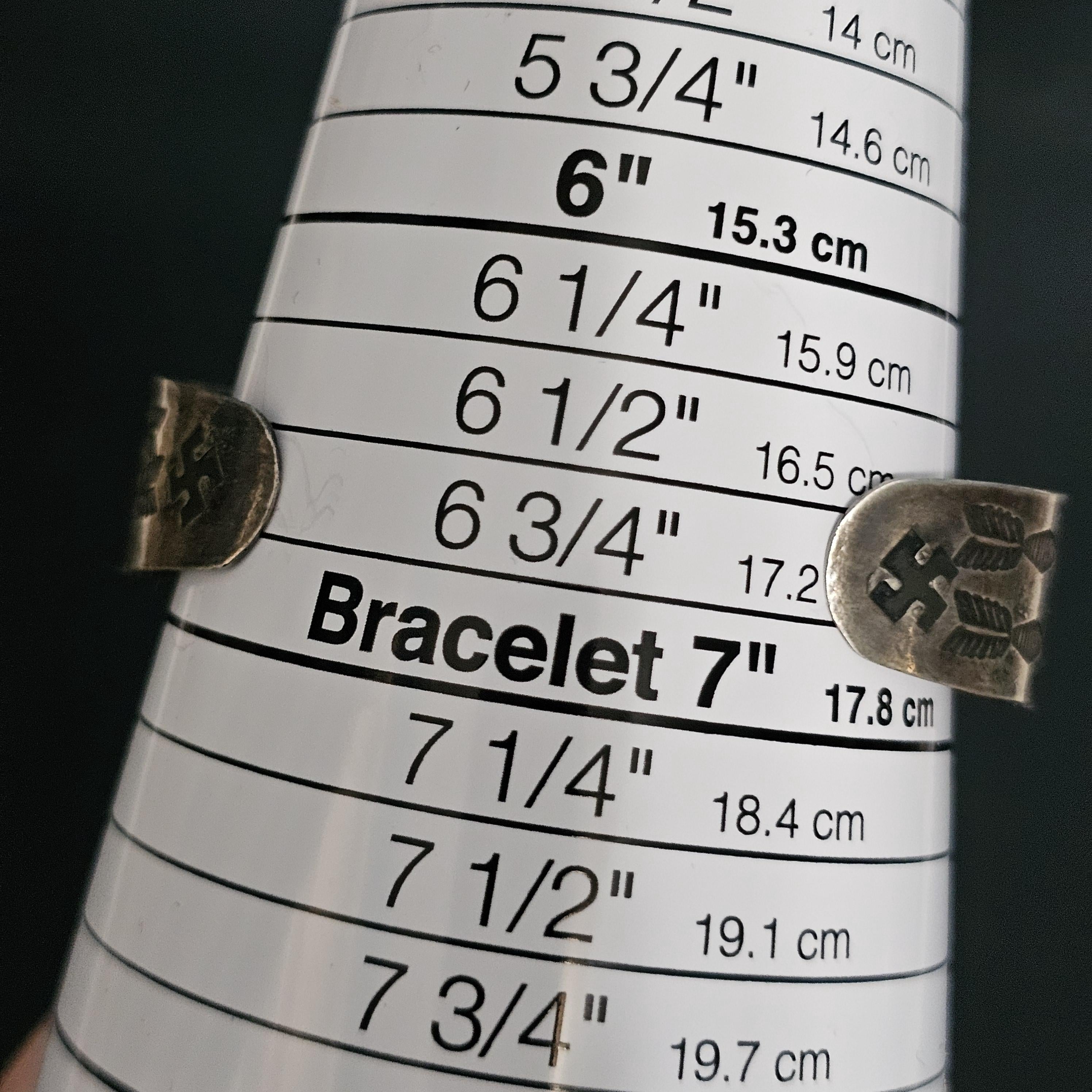 1930s Whirling Log Silver Native Cuff Bracelet Old Pawn. 6 3/4" wrist. JB 223