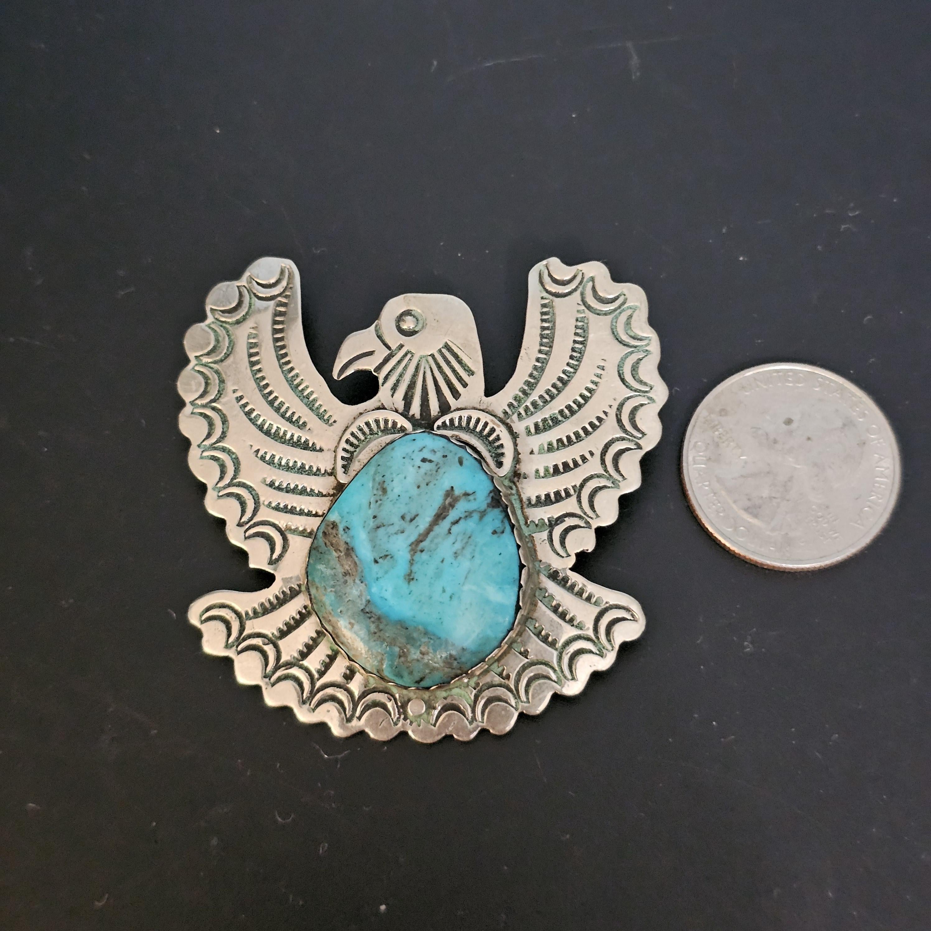 Thunderbird Pin Signed Vintage Native Old Pawn # JP 176