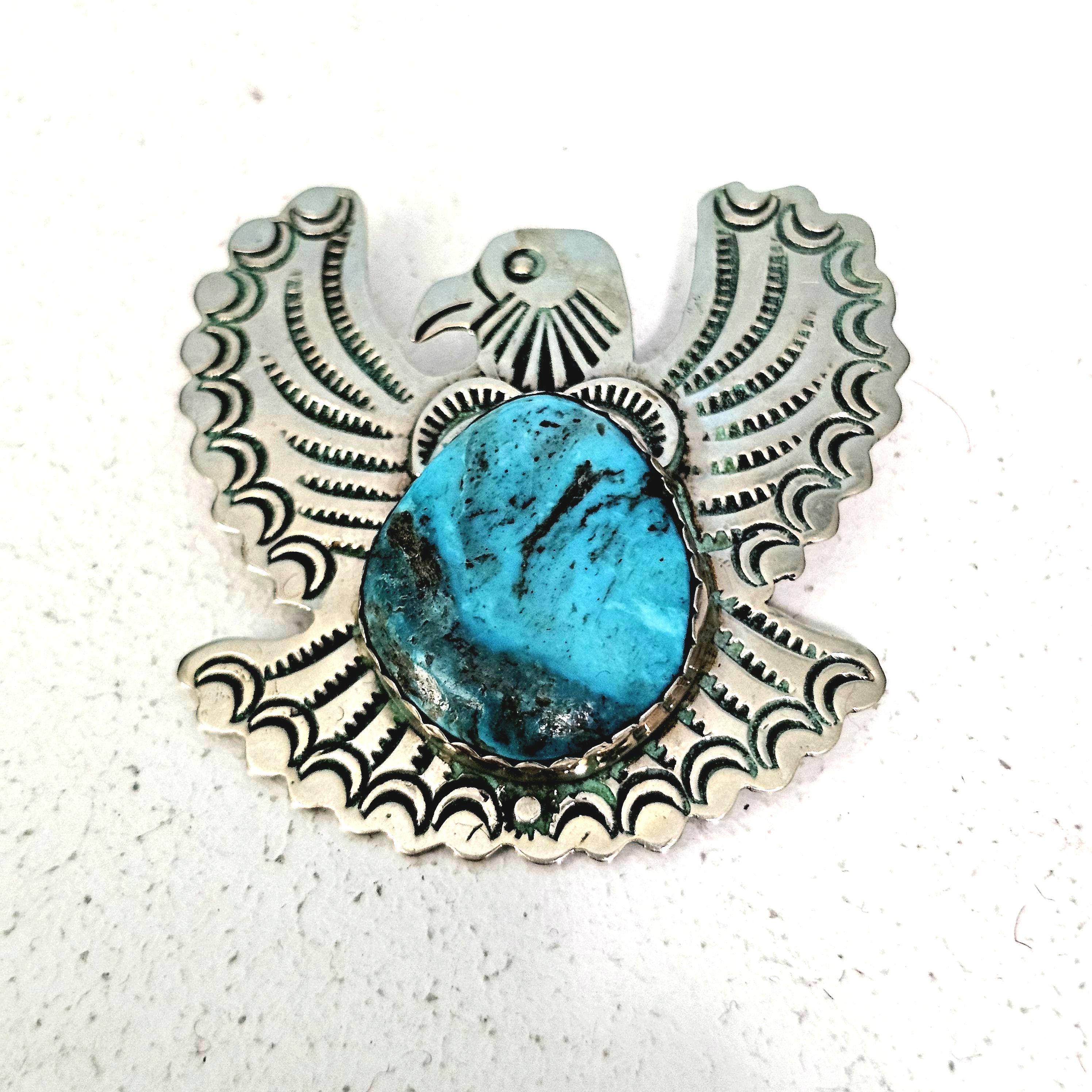 Thunderbird Pin Signed Vintage Native Old Pawn # JP 176