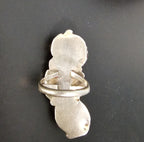 3 Blue Turquoise Nuggets Vintage Statement Ring Sterling Native Size 4 1/2 Old Pawn JR 439