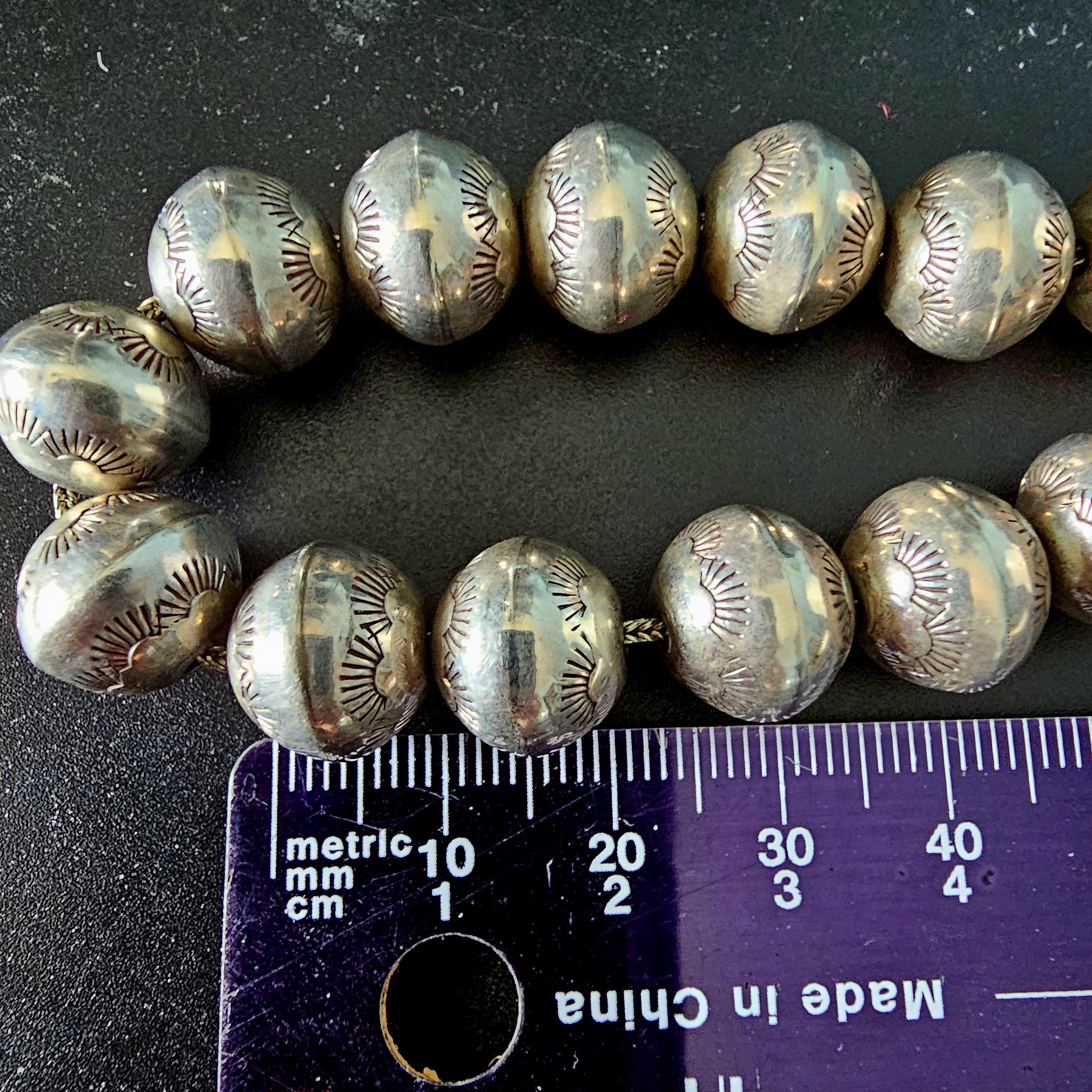 Ultra Long 30"  Vintage Navajo Pearls Necklace Old Pawn Sterling. C1950s JN 783