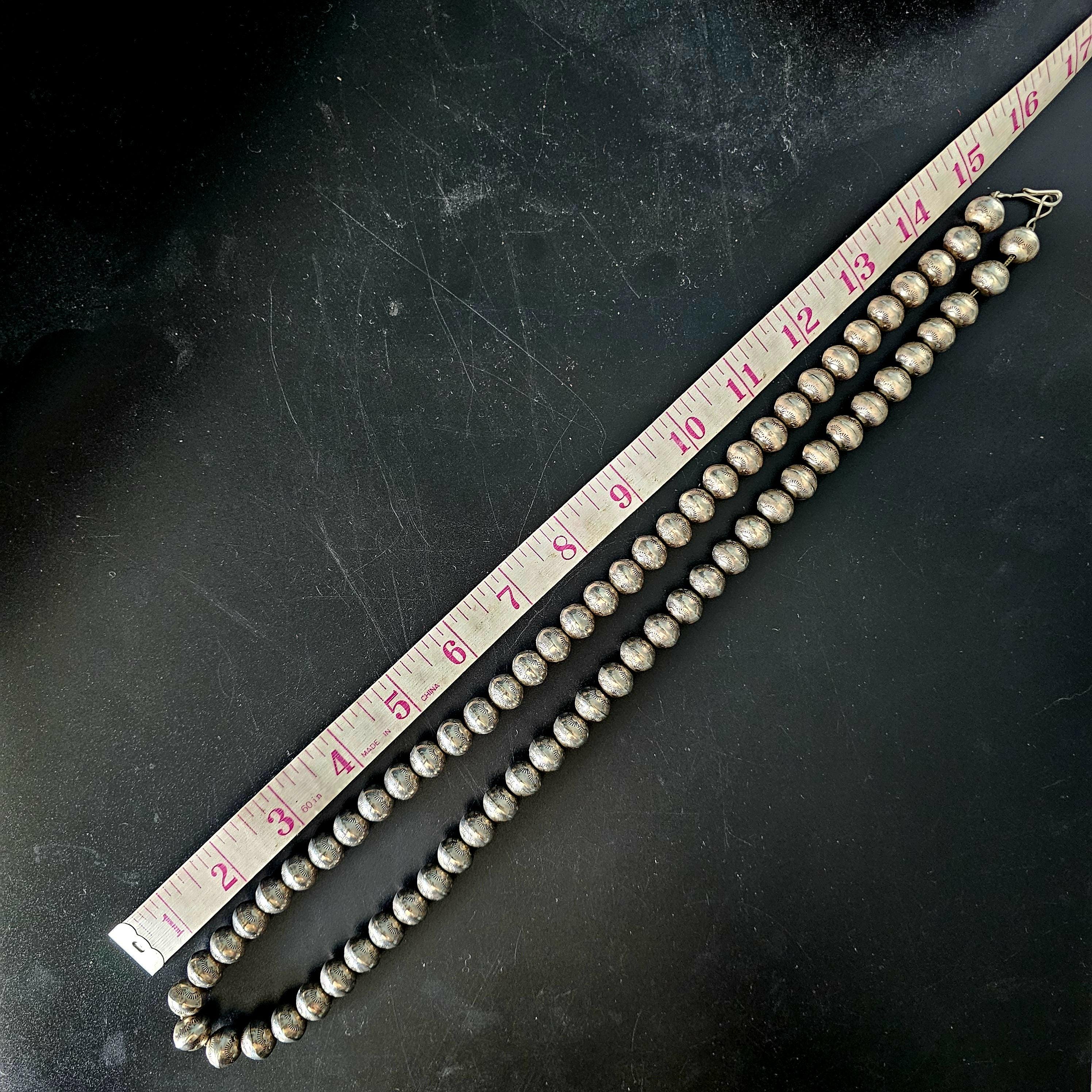 Ultra Long 30"  Vintage Navajo Pearls Necklace Old Pawn Sterling. C1950s JN 783